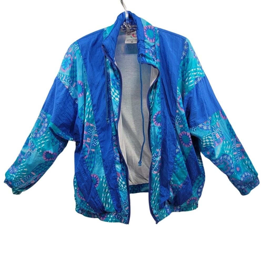 Vintage 80s Color Block Windbreaker‎ Pink Blue Retro Athleisure Jacket